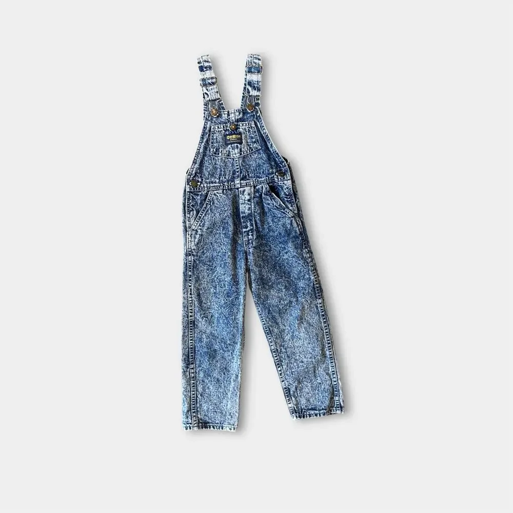 Vintage OshKosh Acid Wash Overalls 5T USA